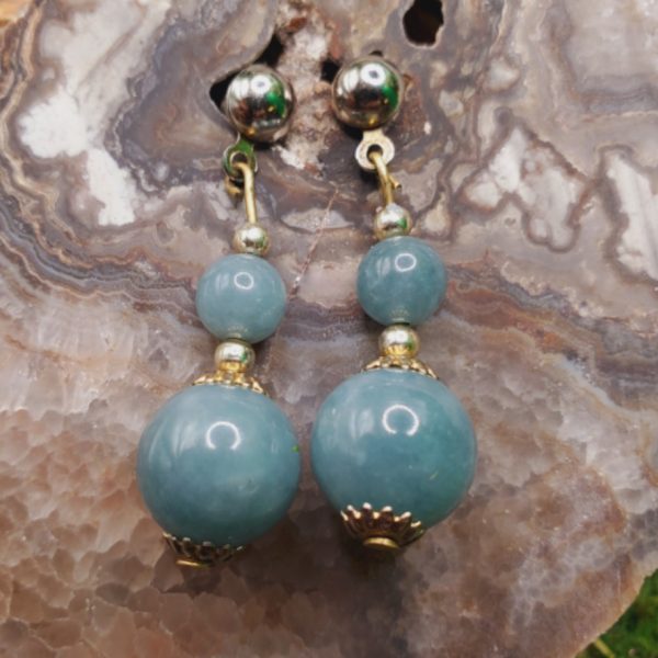 2-Tier Beaded Jadeite Earrings