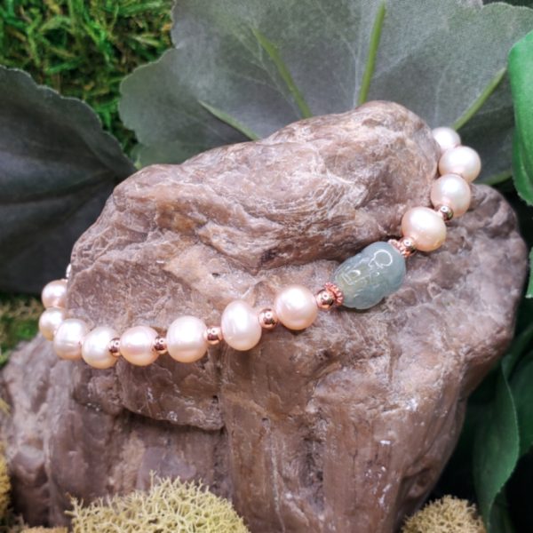 Jadeite Pi-Chu / Pearl Bracelet